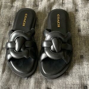 Coach Women's Black Slide Sandals